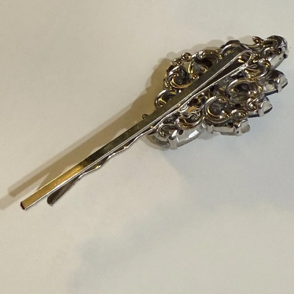 Crystal Navy & Clear Decorative Hair Pins - Set of 4